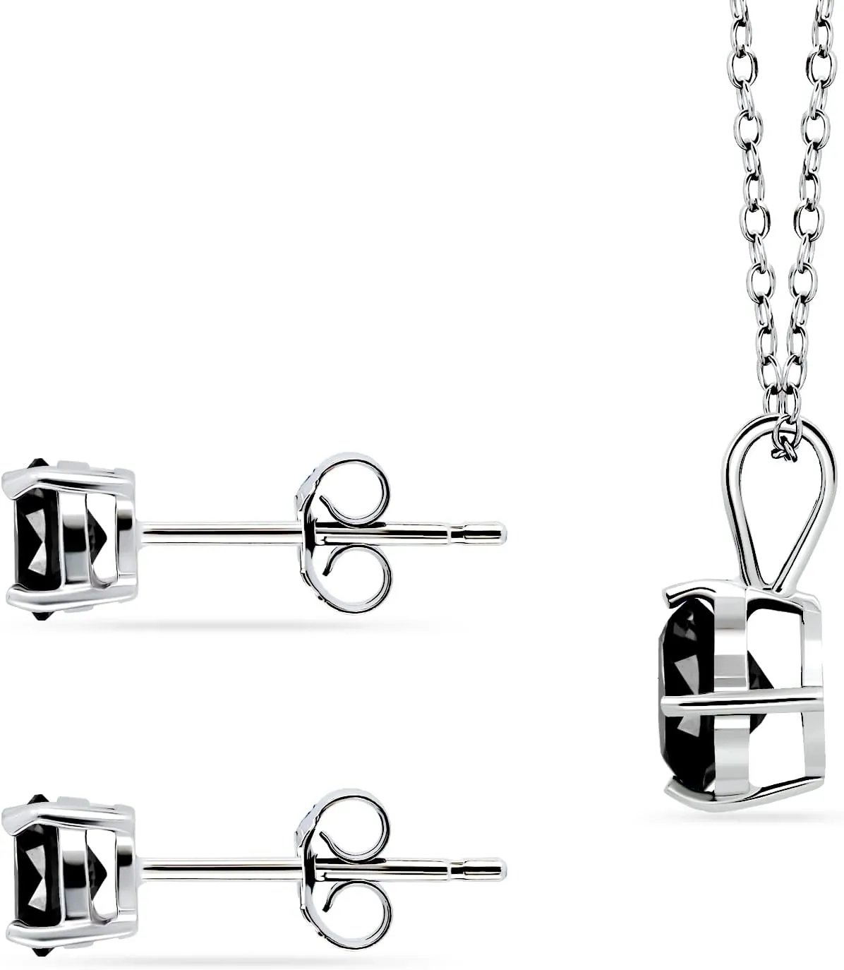 Jewelry Sets for Women, Necklace and Earring Sets for Women, Birthstone Jewelry, Genuine or Synthetic Gemstone, Round Solitaire, Pendant Necklace, Stud Earrings, Sterling Silver Jewelry or Gold Flash