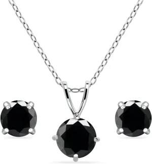 Jewelry Sets for Women, Necklace and Earring Sets for Women, Birthstone Jewelry, Genuine or Synthetic Gemstone, Round Solitaire, Pendant Necklace, Stud Earrings, Sterling Silver Jewelry or Gold Flash