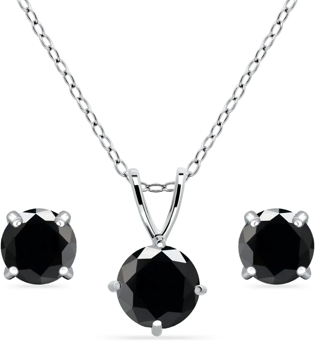 Jewelry Sets for Women, Necklace and Earring Sets for Women, Birthstone Jewelry, Genuine or Synthetic Gemstone, Round Solitaire, Pendant Necklace, Stud Earrings, Sterling Silver Jewelry or Gold Flash