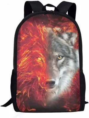 JoyLamoria Wolves Print Travel Bag Laptop Boys Girls Backpack Lunch Bag Ice Packs for Inside Purse