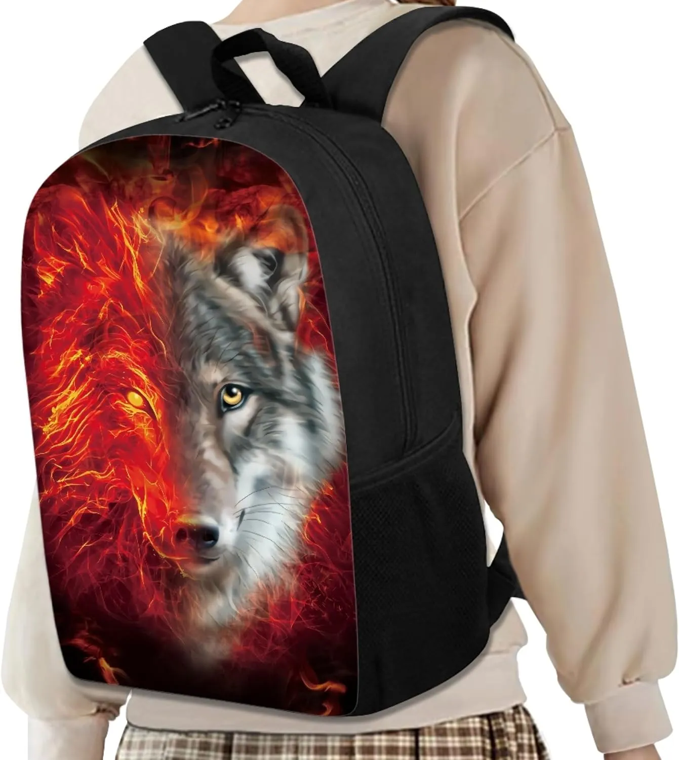 JoyLamoria Wolves Print Travel Bag Laptop Boys Girls Backpack Lunch Bag Ice Packs for Inside Purse
