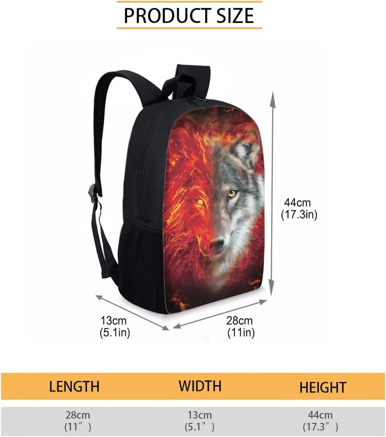 JoyLamoria Wolves Print Travel Bag Laptop Boys Girls Backpack Lunch Bag Ice Packs for Inside Purse