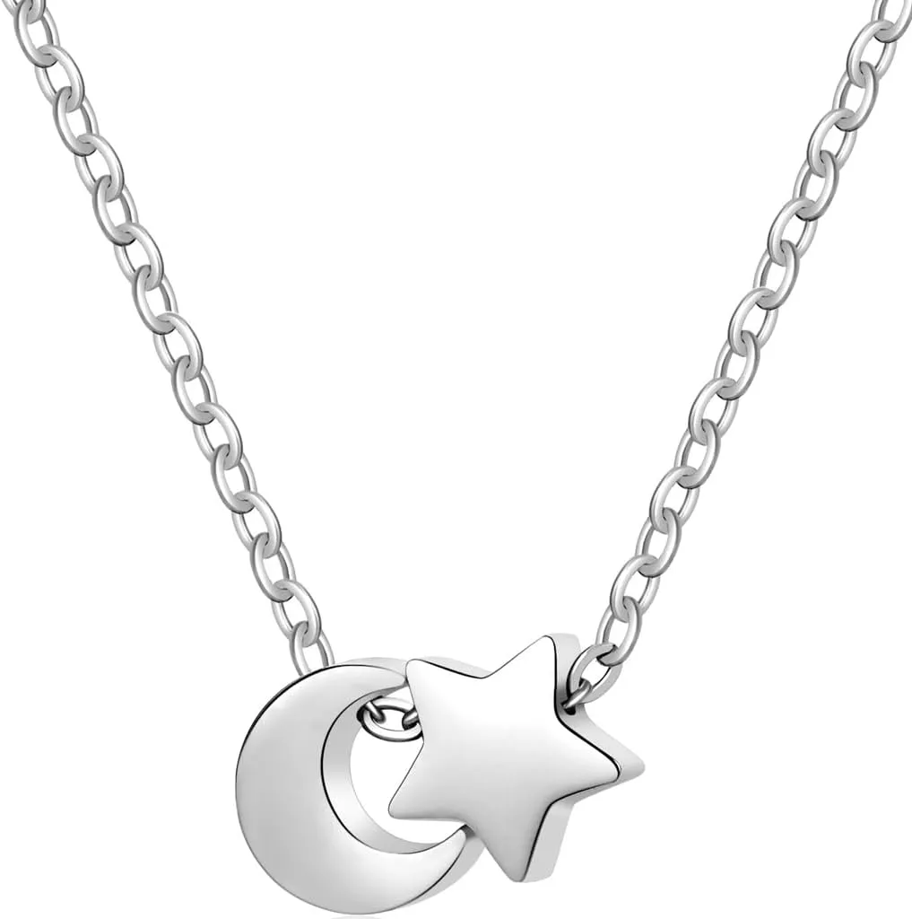 Jude Jewelers Stainless Steel Star Moon Charms Wedding Statement Collar Choker Necklace