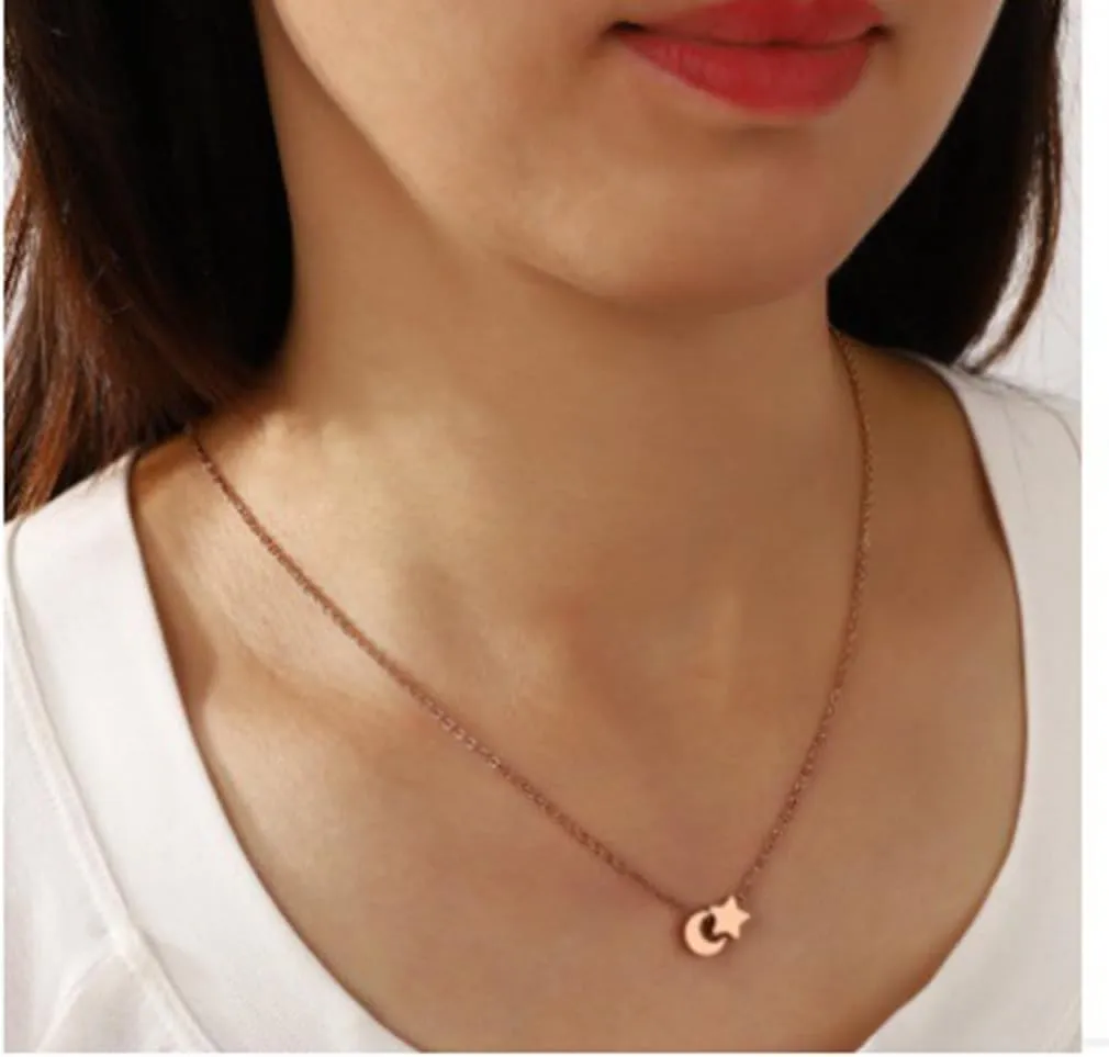 Jude Jewelers Stainless Steel Star Moon Charms Wedding Statement Collar Choker Necklace
