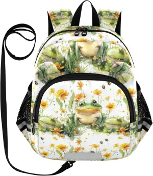 KLL Cute Ears Daycare Backpack Leash Cool Girls Anti-Lost Personalized Diaper Bag Backpack with Reflective Strip S Cartoon Funny Frog