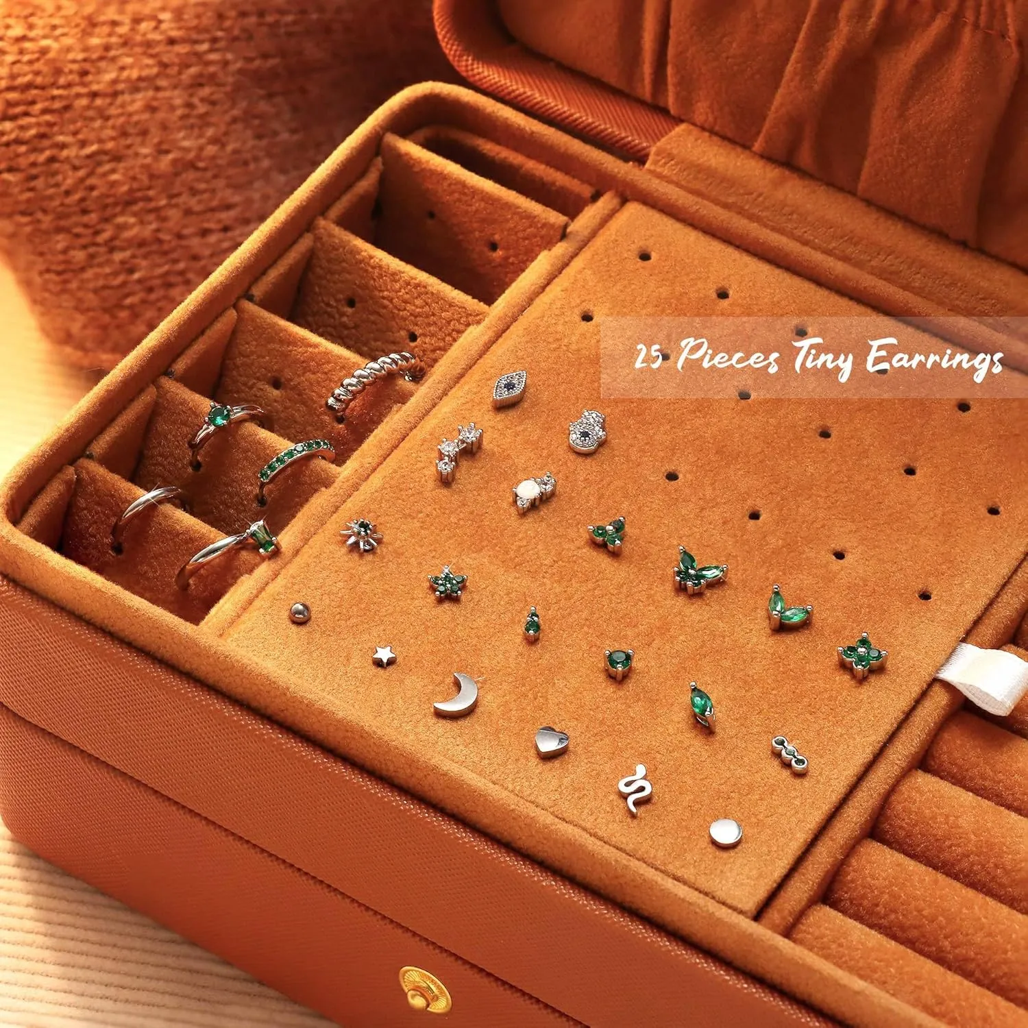 KRFY 25Pcs Hypoallergenic Surgical Steel Earrings for Sensitive Ears 14K Gold Plated Flat Back Cartilage Earrings for Women Men Screw Back Flatback Stud Hoop Earring Set for Multiple Piercing