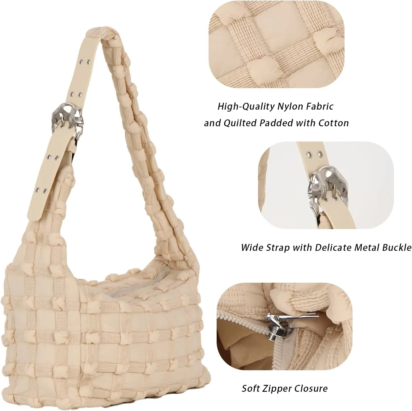 Lanpet Puffer Tote Bag for Women Large Lightweight Nylon Tote Bag Quilted Carryall Bag Soft Puffy Crossbody Bag Hobo Handbags