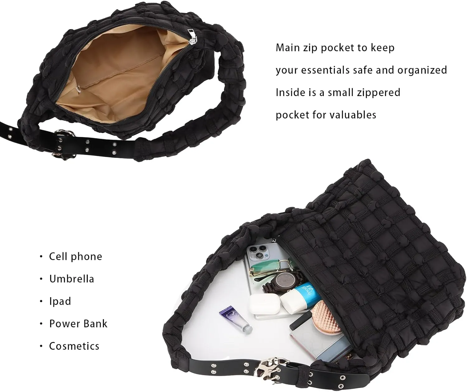 Lanpet Puffer Tote Bag for Women Large Lightweight Nylon Tote Bag Quilted Carryall Bag Soft Puffy Crossbody Bag Hobo Handbags