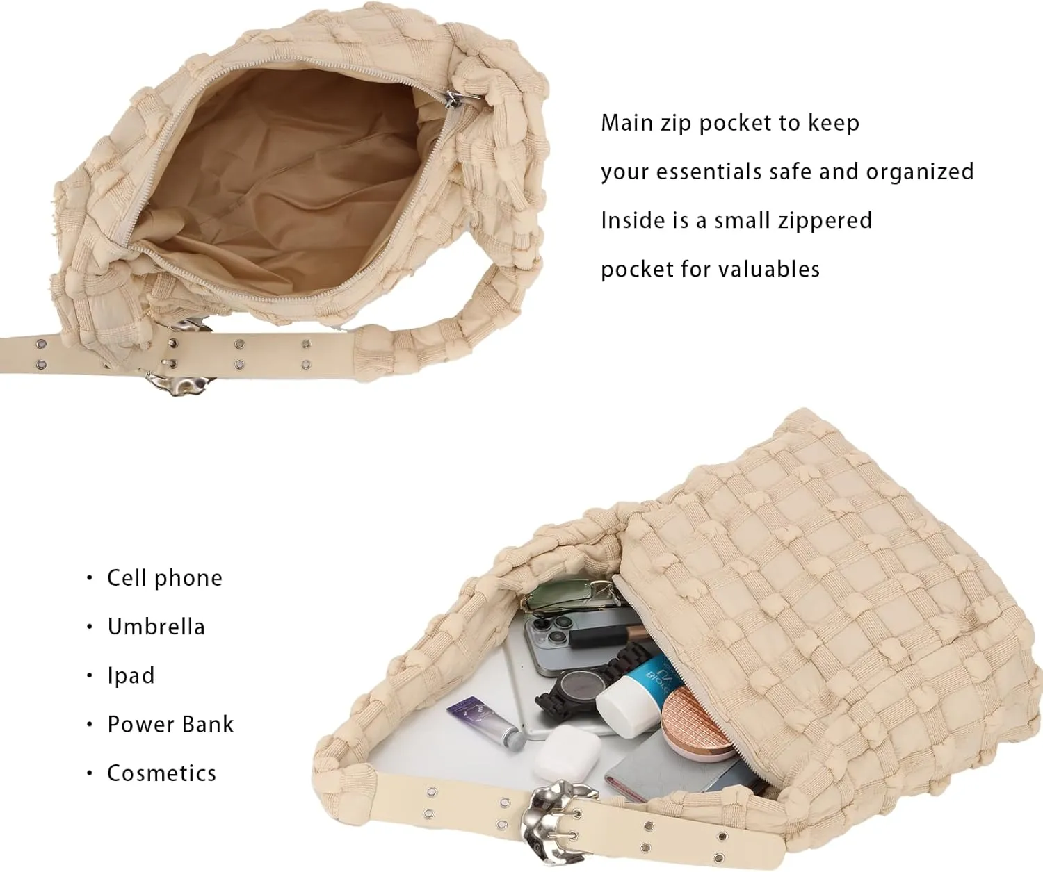 Lanpet Puffer Tote Bag for Women Large Lightweight Nylon Tote Bag Quilted Carryall Bag Soft Puffy Crossbody Bag Hobo Handbags