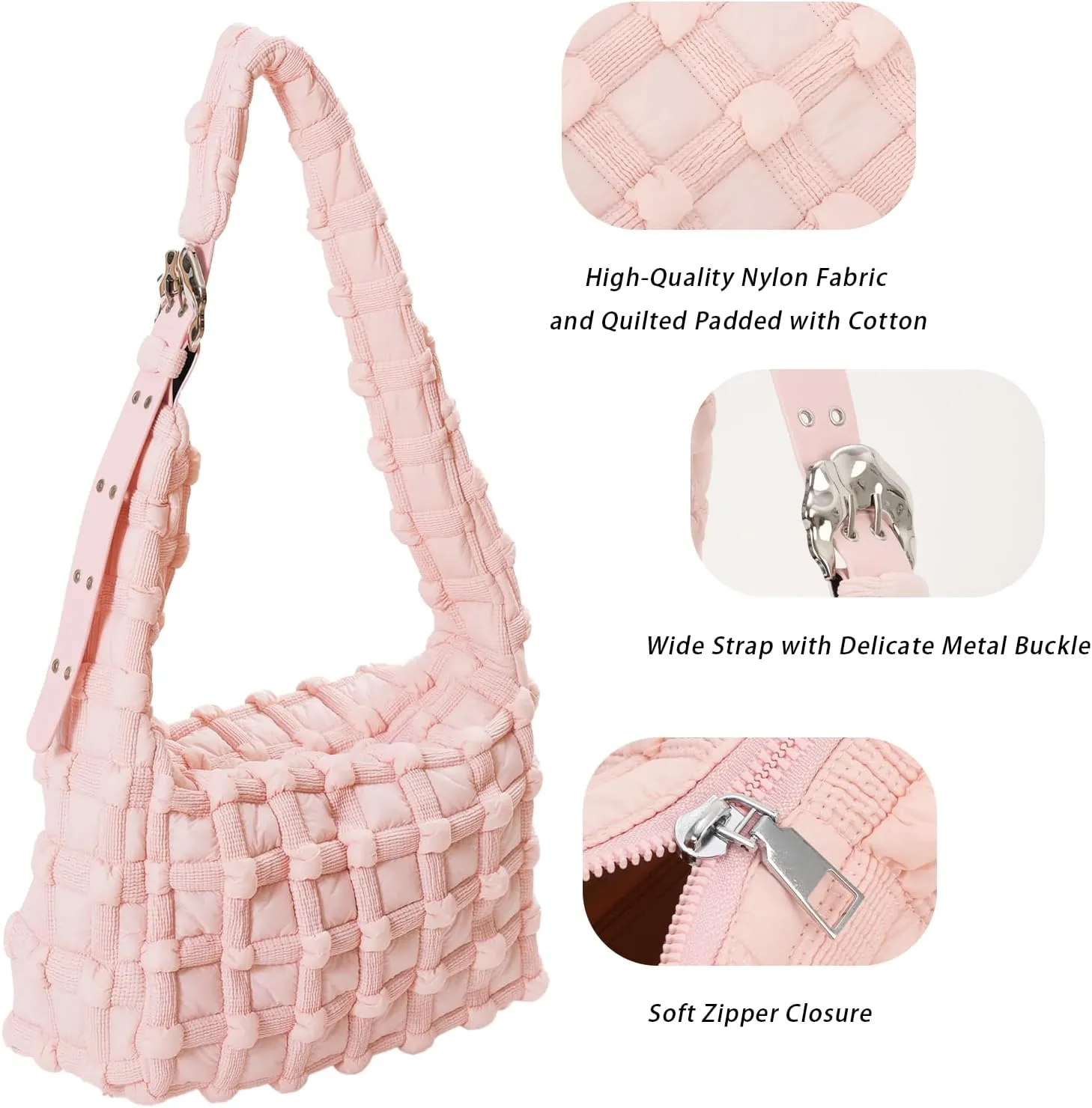 Lanpet Puffer Tote Bag for Women Large Lightweight Nylon Tote Bag Quilted Carryall Bag Soft Puffy Crossbody Bag Hobo Handbags