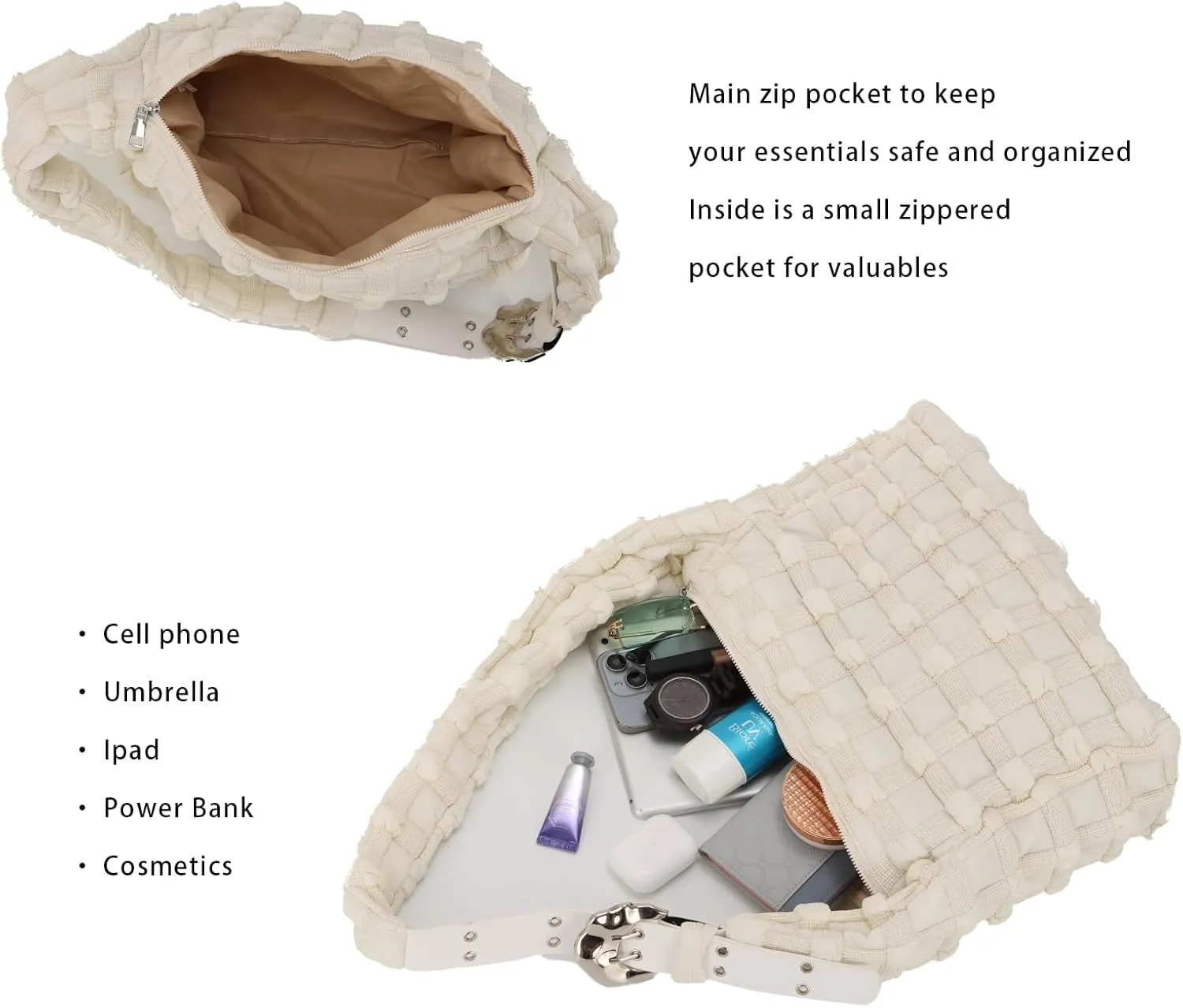 Lanpet Puffer Tote Bag for Women Large Lightweight Nylon Tote Bag Quilted Carryall Bag Soft Puffy Crossbody Bag Hobo Handbags