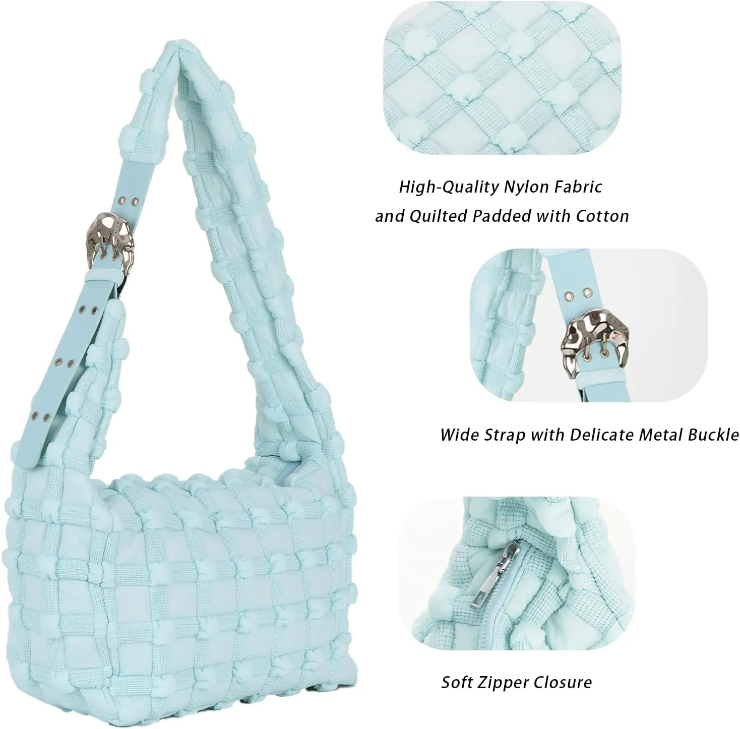Lanpet Puffer Tote Bag for Women Large Lightweight Nylon Tote Bag Quilted Carryall Bag Soft Puffy Crossbody Bag Hobo Handbags