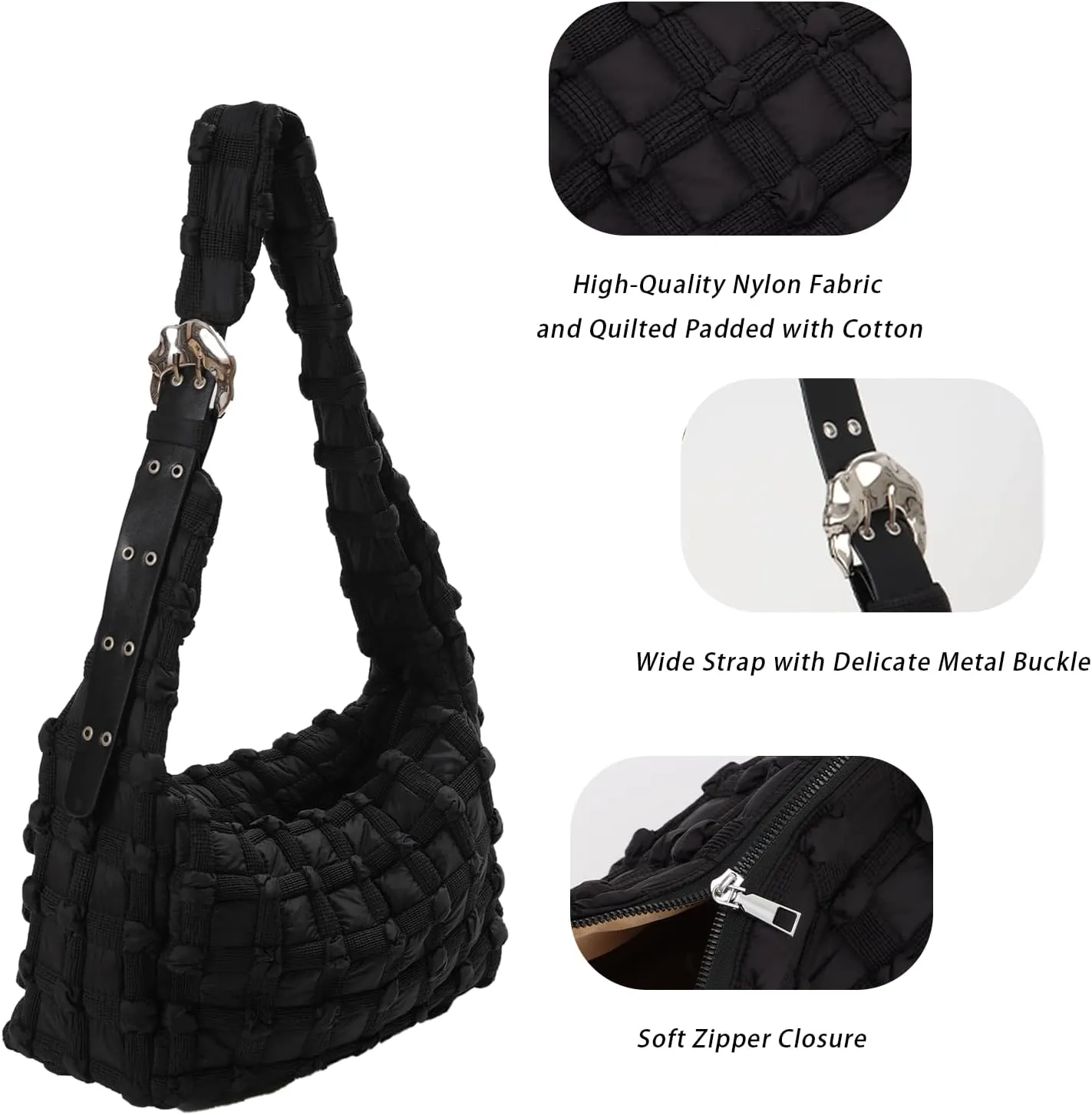 Lanpet Puffer Tote Bag for Women Large Lightweight Nylon Tote Bag Quilted Carryall Bag Soft Puffy Crossbody Bag Hobo Handbags