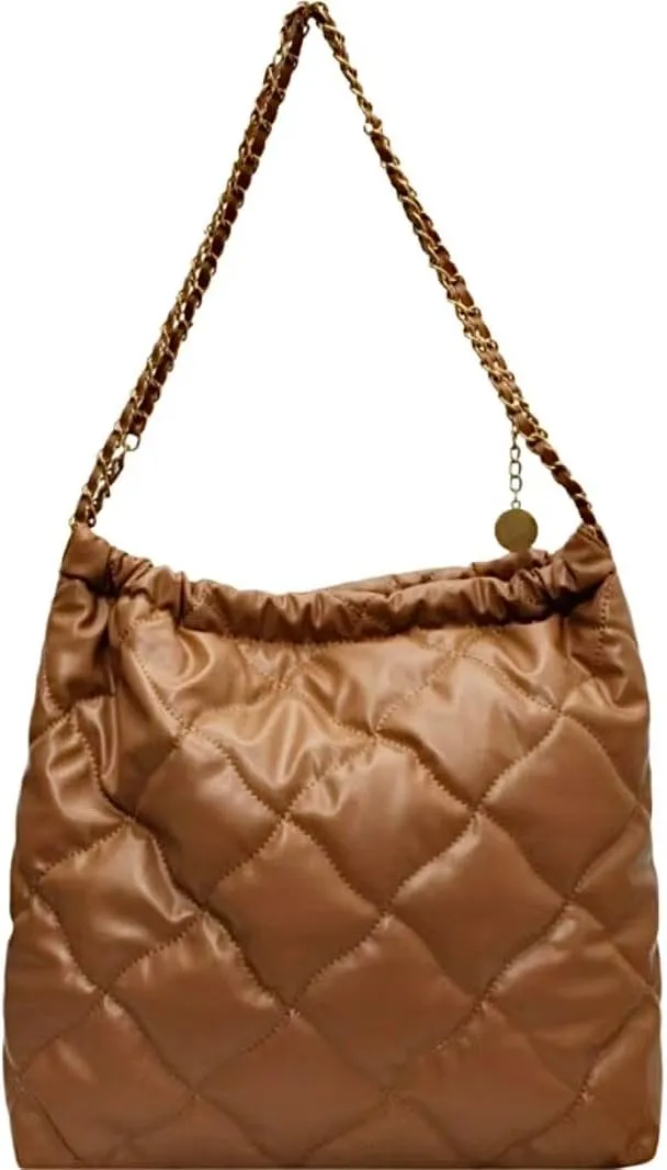 Large Quilted Puffer Chain Bag Classic Carryall Padding Shoulder Bag Soft Puffy Hobo Handbags Puff Purse for Women