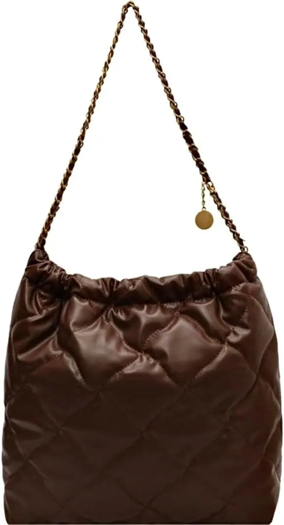 Large Quilted Puffer Chain Bag Classic Carryall Padding Shoulder Bag Soft Puffy Hobo Handbags Puff Purse for Women