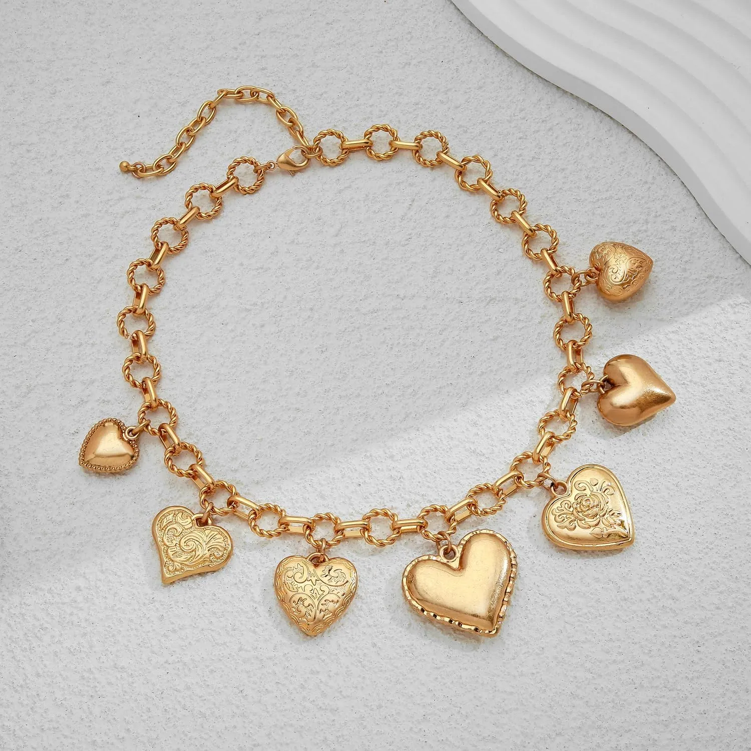 LILIE&WHITE Gold Heart Necklaces For Women With Different Heart Charms Gold Charm Sun Heart Necklace Coin Charms Fashion Jewelry Gift