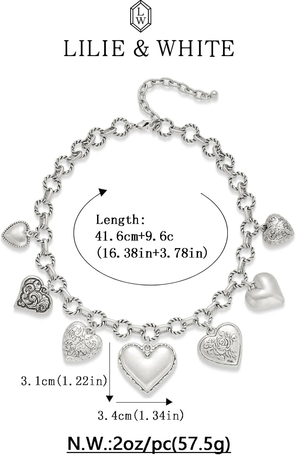 LILIE&WHITE Gold Heart Necklaces For Women With Different Heart Charms Gold Charm Sun Heart Necklace Coin Charms Fashion Jewelry Gift