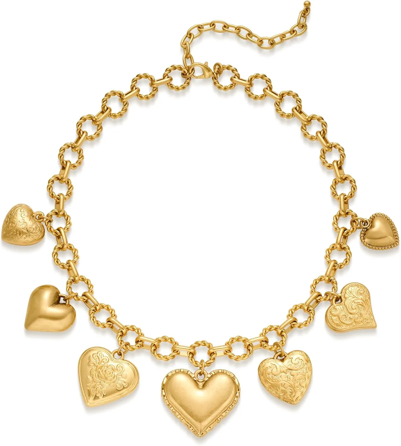 LILIE&WHITE Gold Heart Necklaces For Women With Different Heart Charms Gold Charm Sun Heart Necklace Coin Charms Fashion Jewelry Gift
