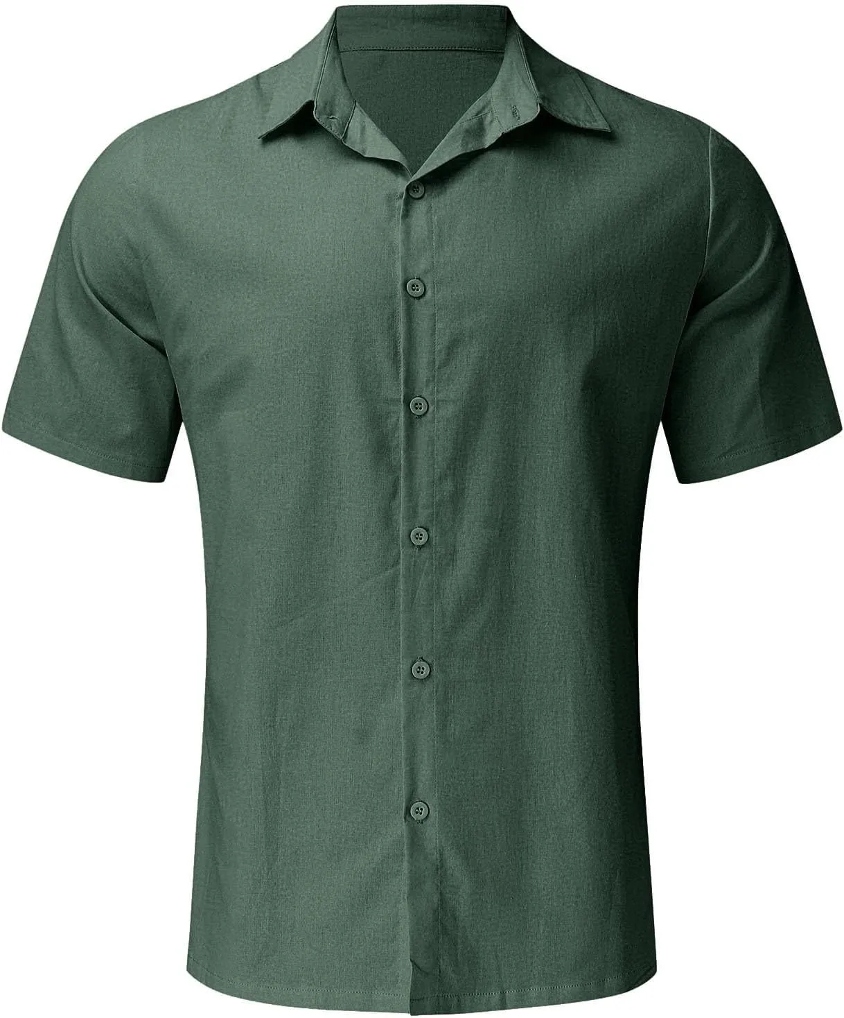 Linen Shirts for Men Short Sleeve Button Down Summer Casual Beach Top Lightweight Loose Sun Protection Fishing Shirt