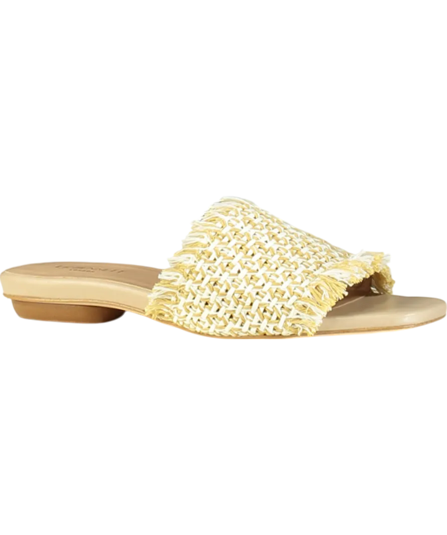 LK Bennett Beige Meera Blue Raffia Flat Sandals UK 3 EU 36 
