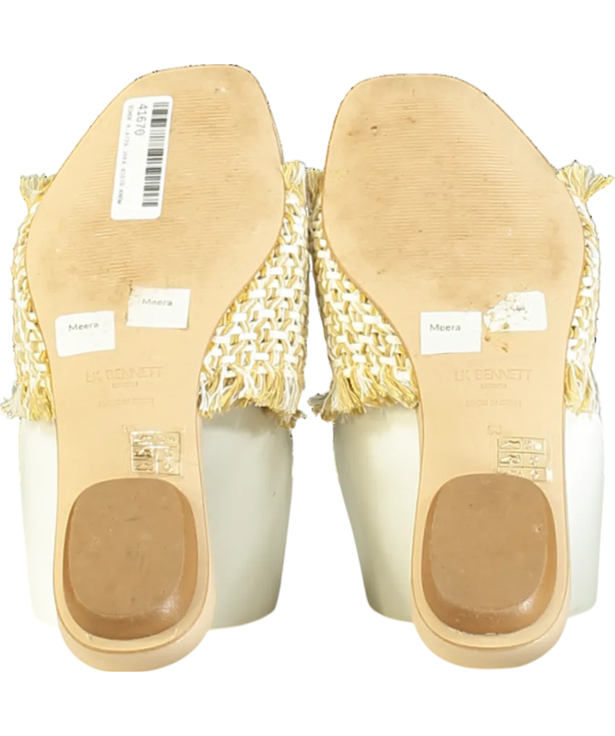 LK Bennett Beige Meera Blue Raffia Flat Sandals UK 3 EU 36 