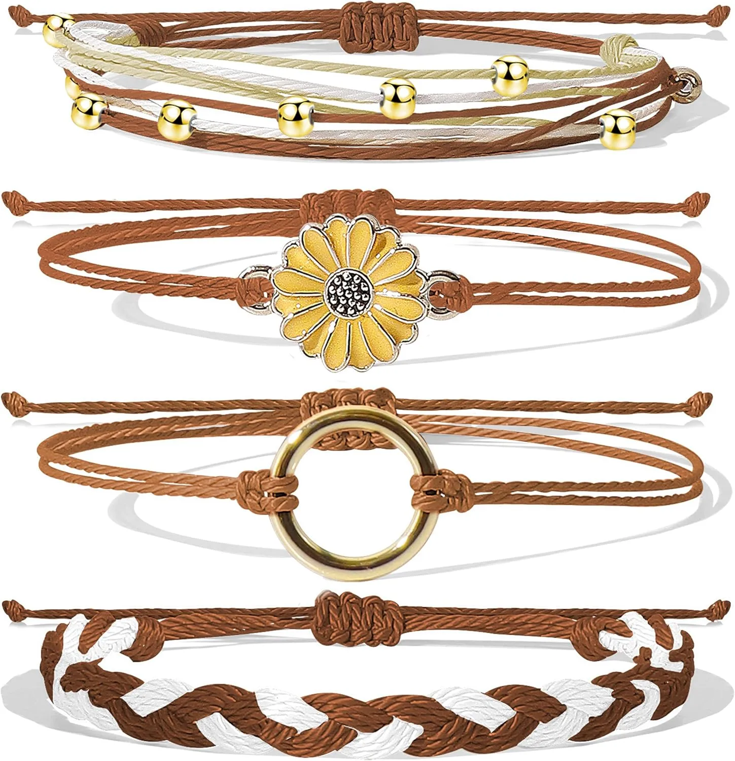 Long tiantian Boho Bracelets for Women Blue Friendship Bracelet Sunflower String Bracelets Cute Boho Handmade Braided Beach Ocean Waterproof Bracelet Christmas Gifts Stocking Stuffers