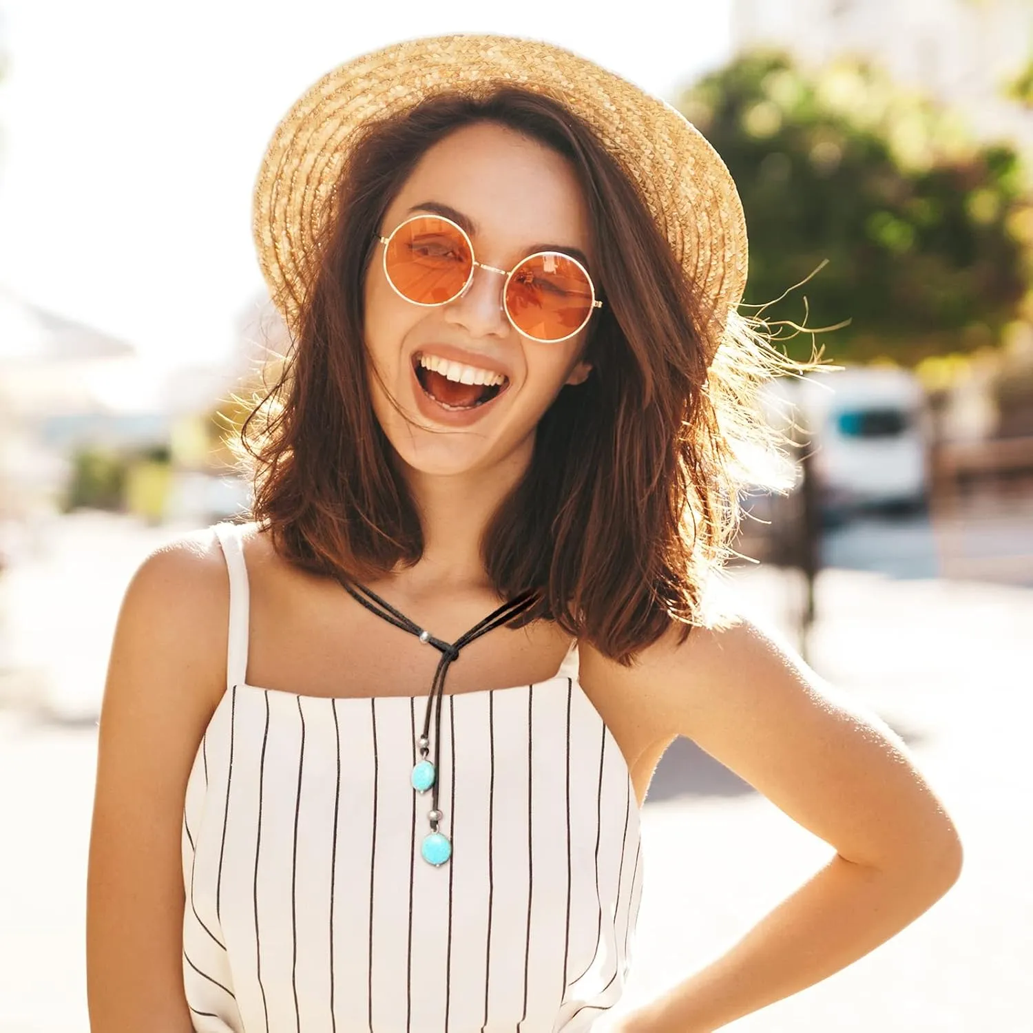 Long tiantian Boho Necklaces for Women Western Jewelry Country Concert Outfits for Women Layered Brown Leather Choker Western Cowgirl Outfits Jewelry