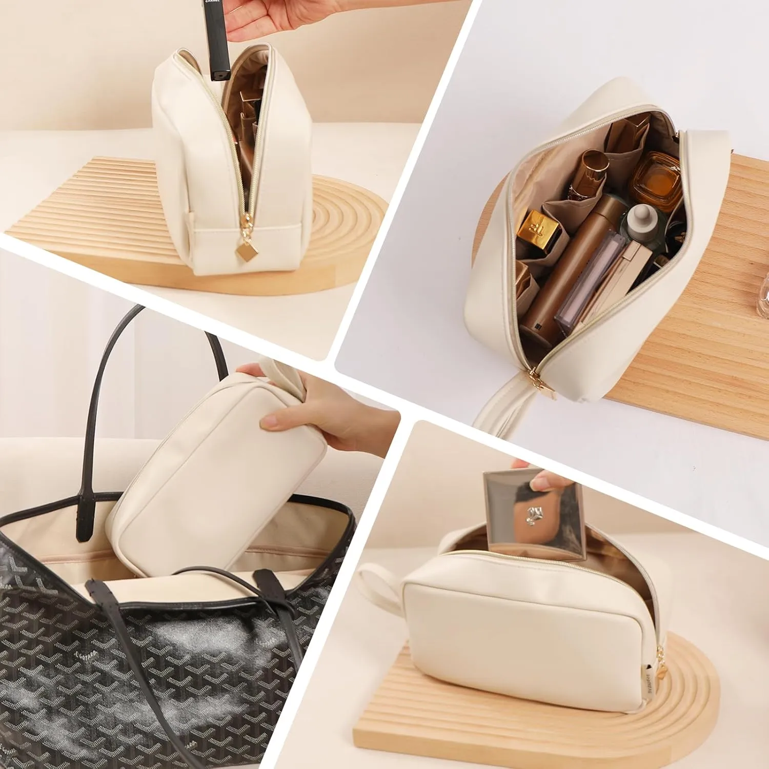 Makeup Bag with Handle, Large Capacity Cosmetic Bag,Water Resistent Make up Bag,Toiletry Zipper Pouch,Tech Bag,Electronic Organizer Travel Case,Storage Pouches for Organization Cream
