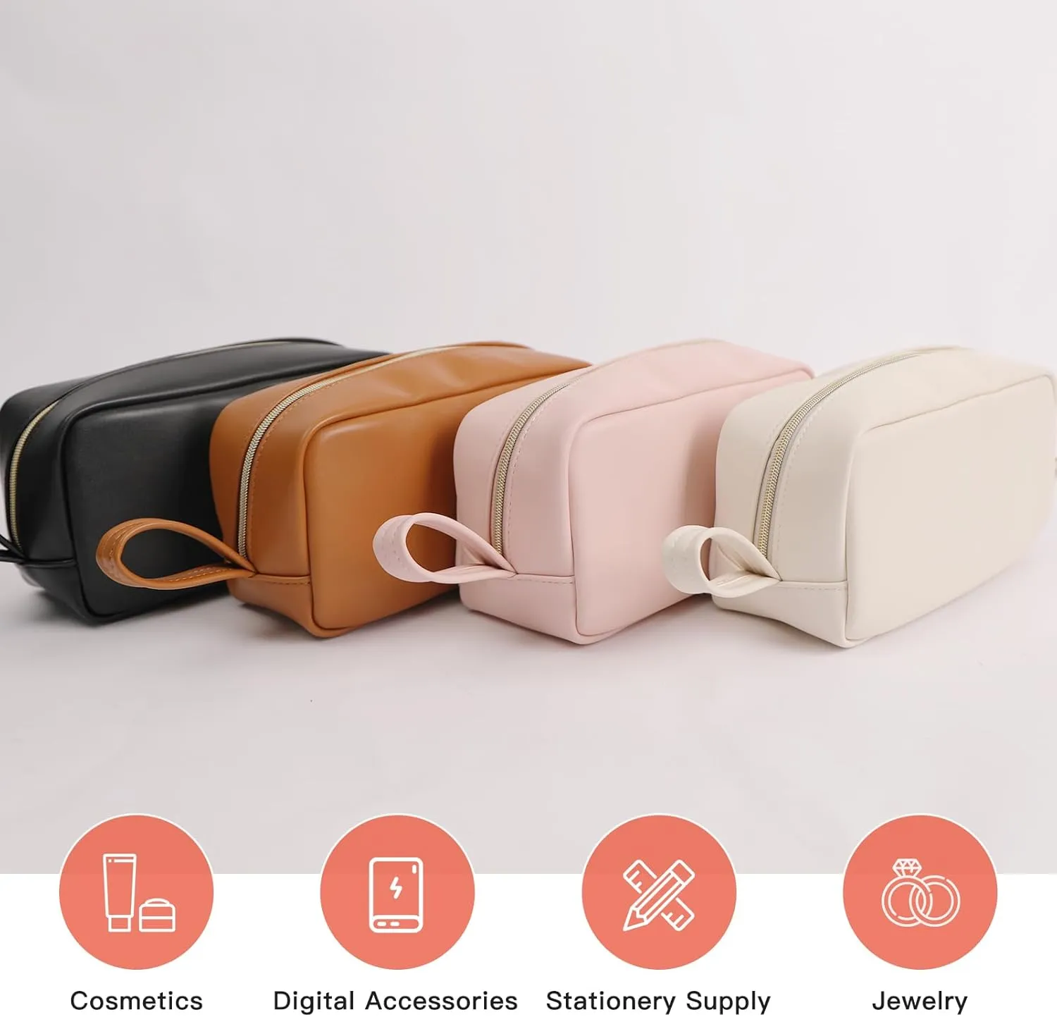 Makeup Bag with Handle, Large Capacity Cosmetic Bag,Water Resistent Make up Bag,Toiletry Zipper Pouch,Tech Bag,Electronic Organizer Travel Case,Storage Pouches for Organization Cream