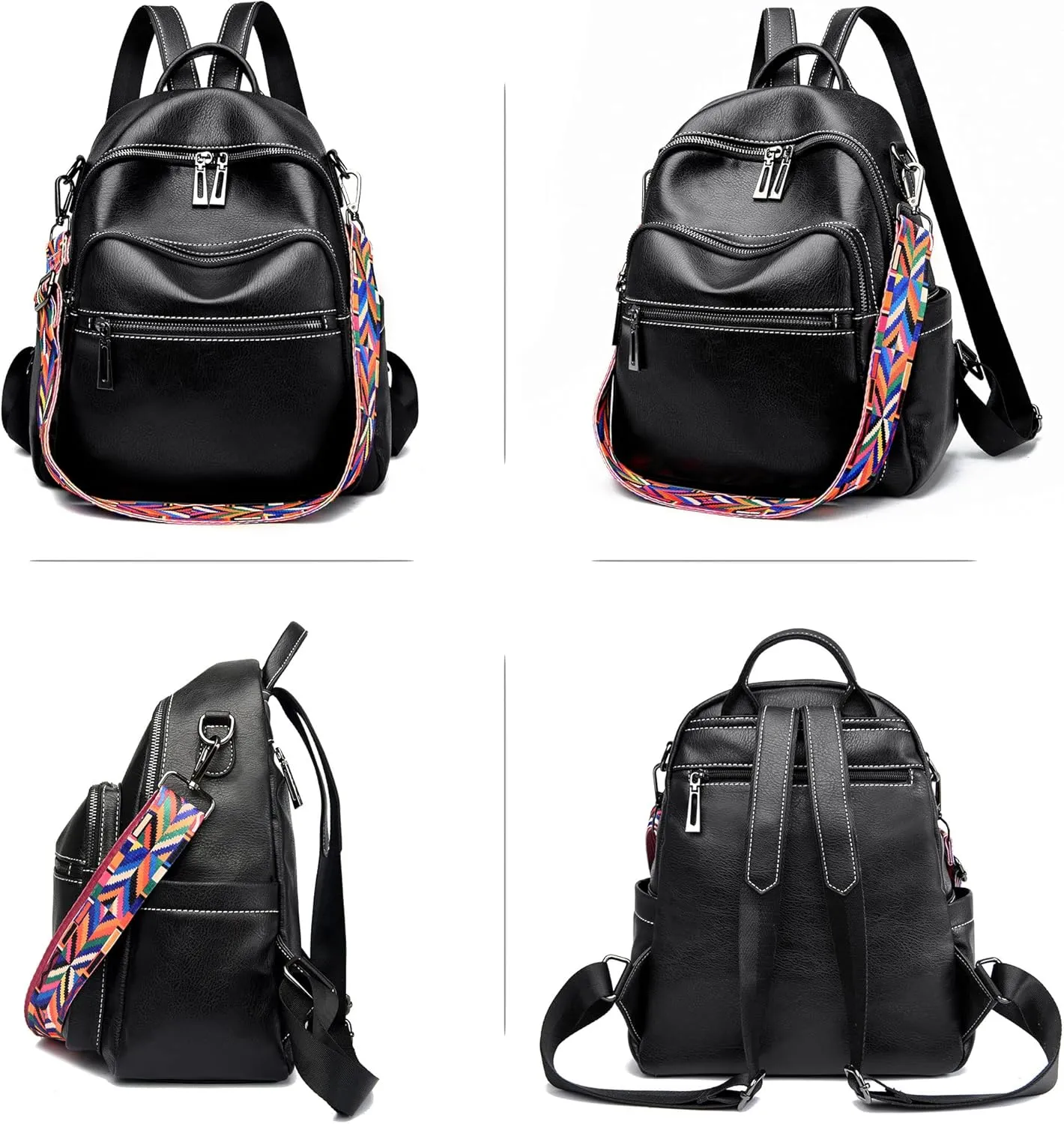 Maxoner Backpack Purse for Women Fashion Genuine Leather Convertible Shoulder Handbag Travel Bag Satchel Rucksack Ladies Bag