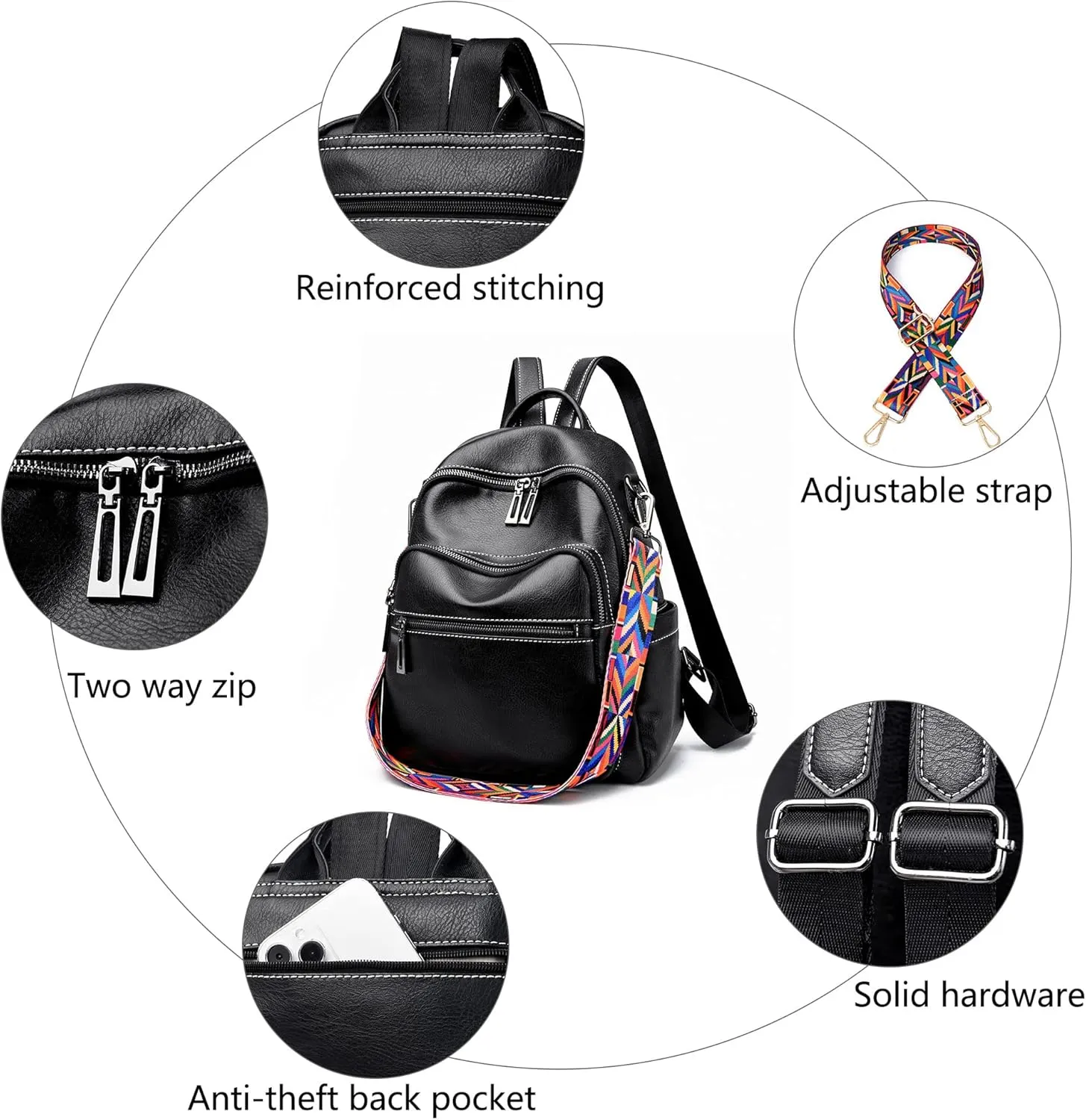 Maxoner Backpack Purse for Women Fashion Genuine Leather Convertible Shoulder Handbag Travel Bag Satchel Rucksack Ladies Bag