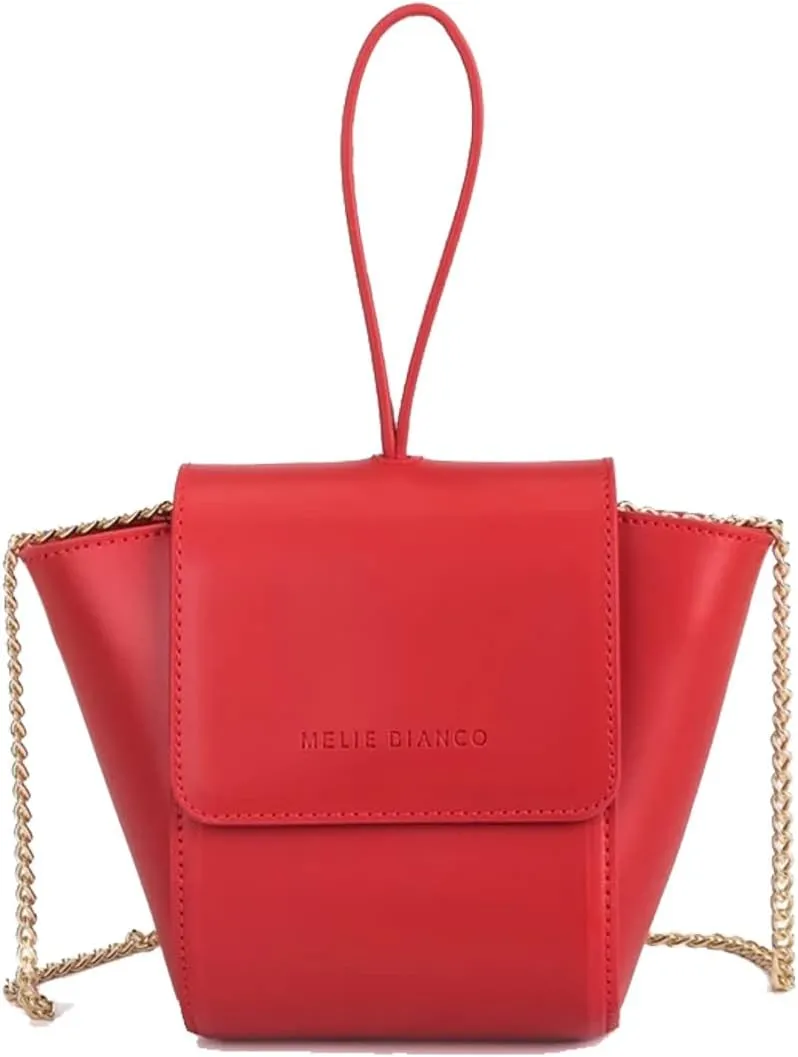 Melie Bianco Adele Vegan Leather Ring Wristlet Crossbody Bag, Red
