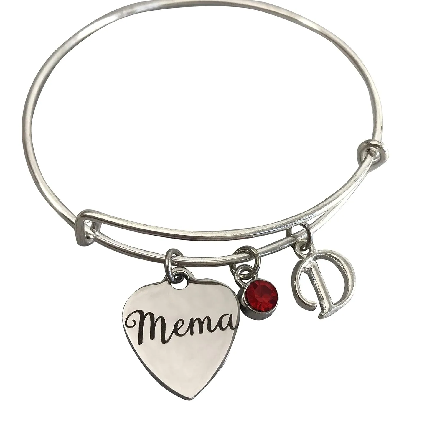 Mema - Mema Gifts - Gift for Grandma- Grandmother Jewelry - Charm Bracelet - Personalized Jewelry- Mothers Day - Bangle Bracelet