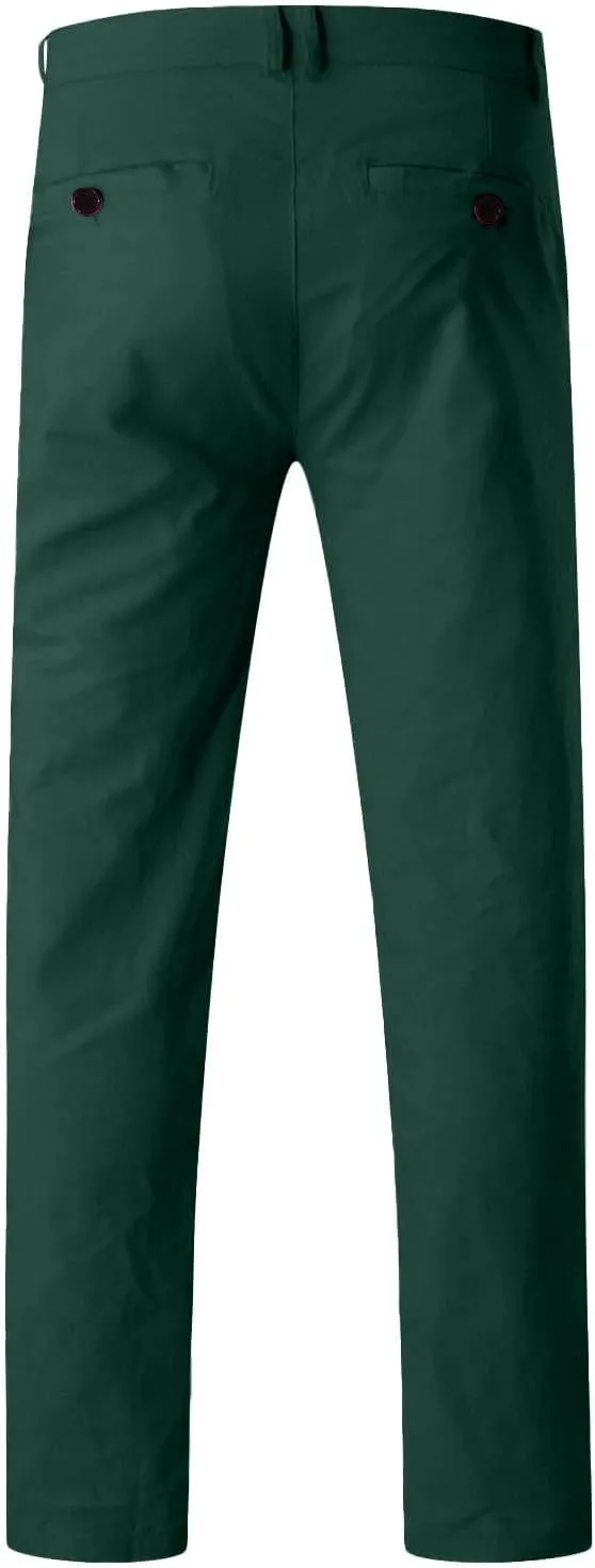 Men Dress Pants Stretch Flat Front Formal Pants Comfy Chino Pants Casual Golf Pants Straight Fit Skinny Jeans Trousers