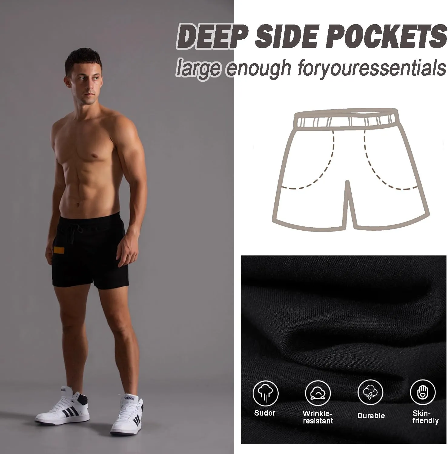 Mens 5 Inch Short Men Cotton Shorts Mens Sweat Shorts 5 Inch Inseam Cotton Shorts for Men Gym Shorts with Pockets