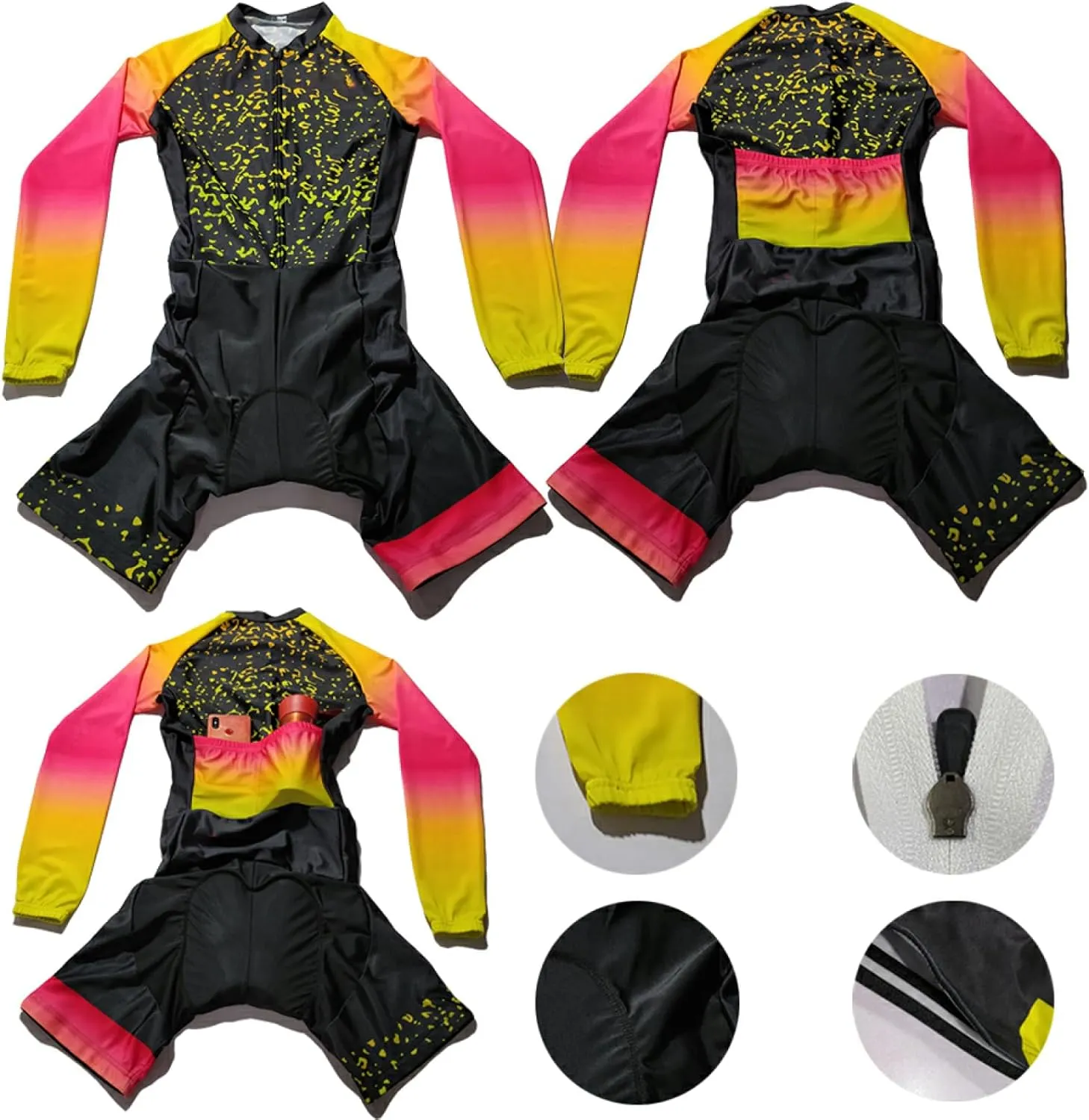 Men's One Piece Jumpsuit Long Sleeve Long pant Bodysuits For Cycling Profession Suit Clothes Cycling Skinsuits XS-3XL