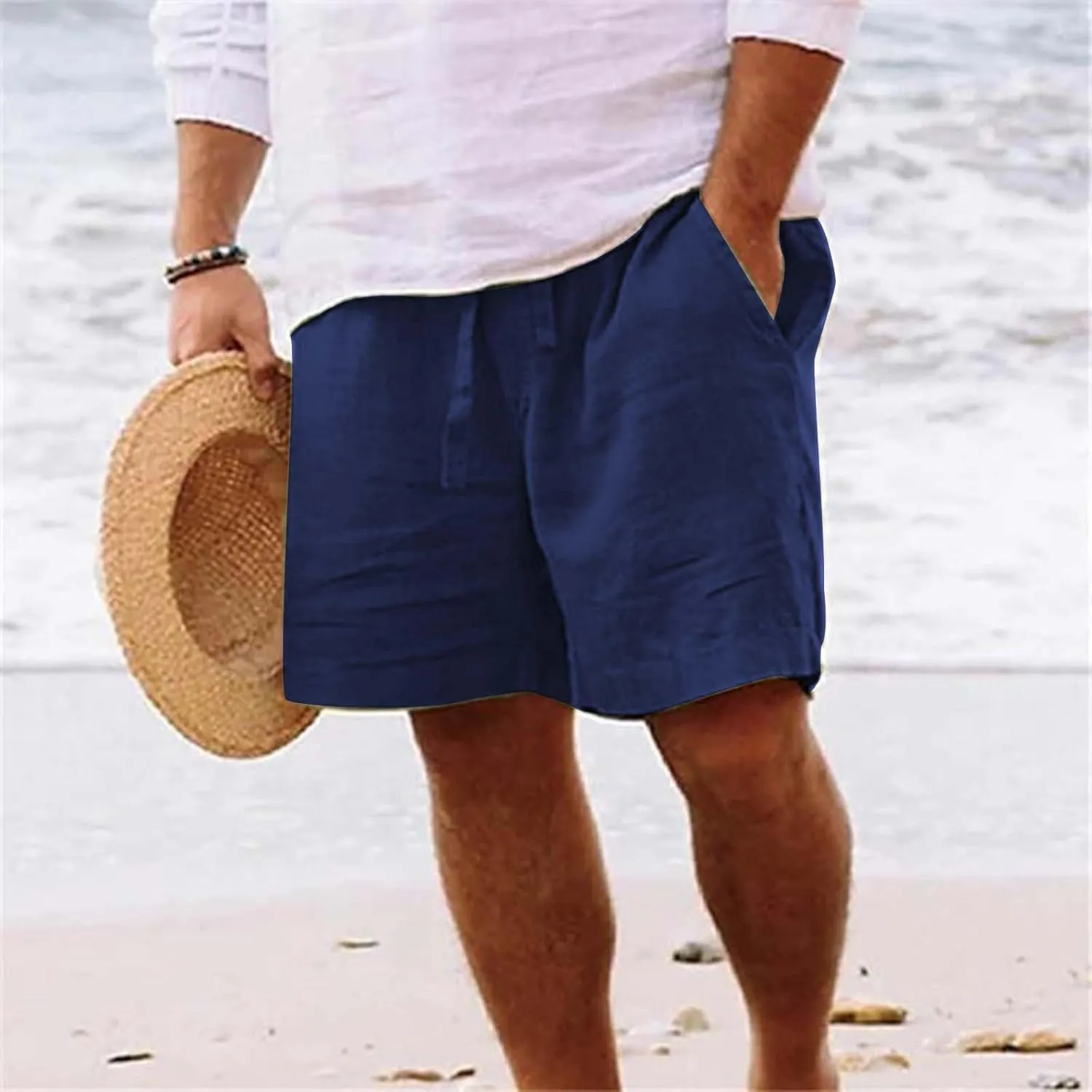 Mens Shorts Casual Men's Sports Shorts Beach Shorts Casual Cotton Linen Shorts Men Short Men Casual Fishing Shorts