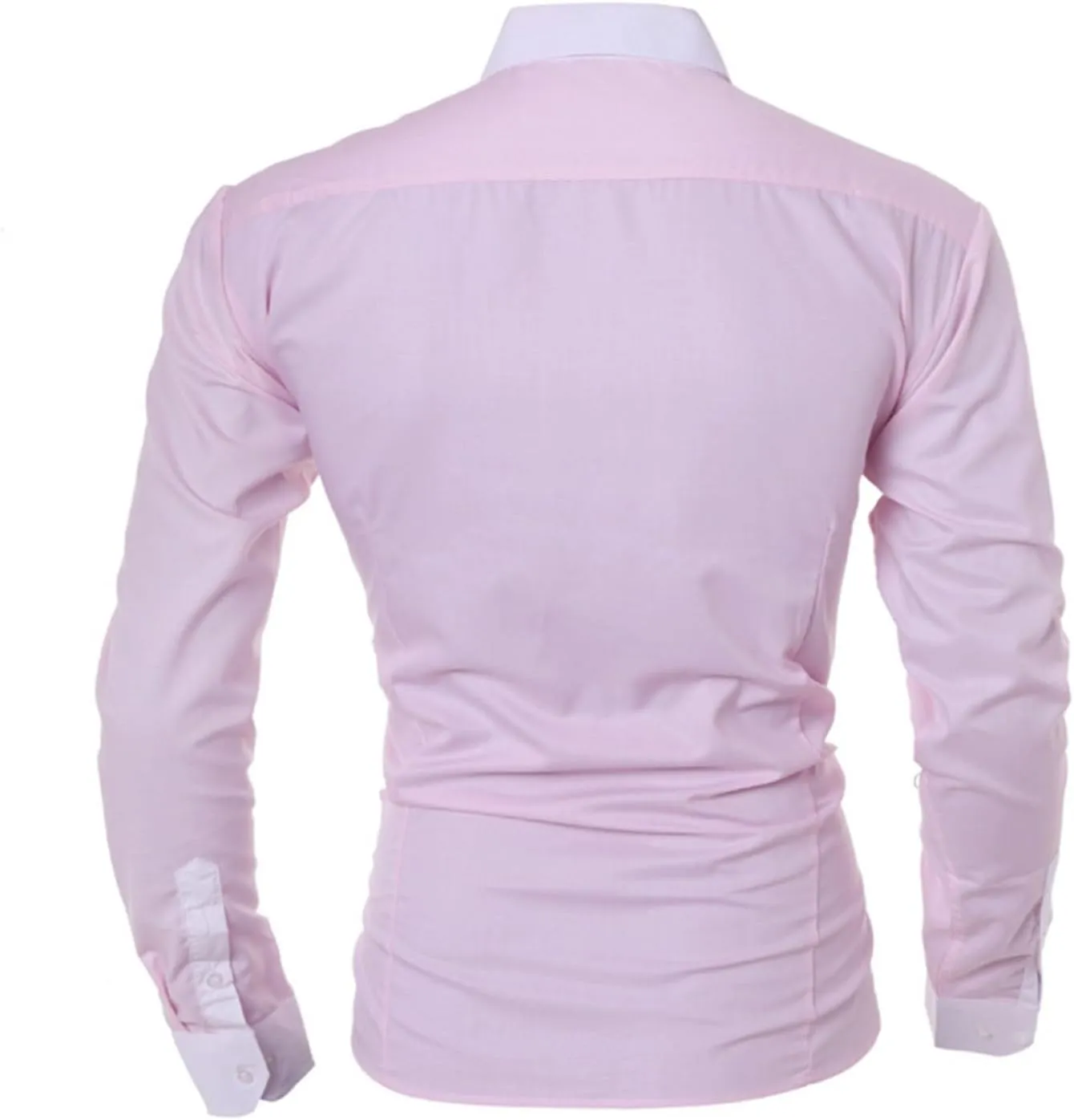 Men's Slim Fit Cotton Business Shirts Casual Fashion Button Down Dress Shirt Contrast Color Long Sleeve Lapel Tops