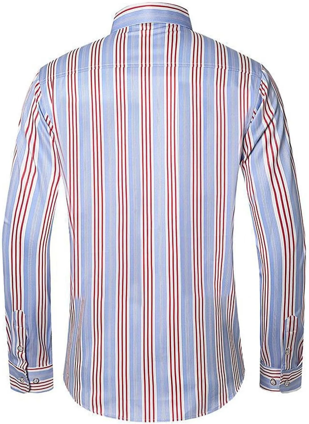 Men's Striped Cotton Shirts Fashion Long Sleeve Button Down Dress Shirt Casual Compression Business Work Blouses