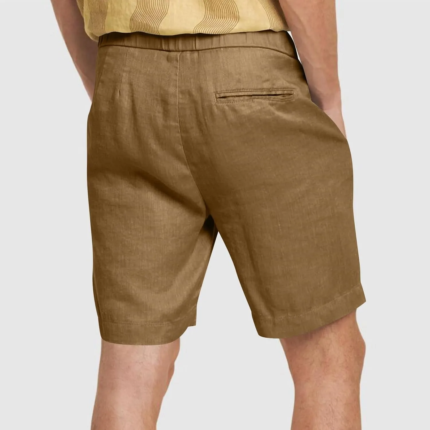 Mens Summer Casual Shorts Linen Beach Shorts Solid Drawstring Shorts Thin Slim Fit Shorts Fashion Texture Shorts