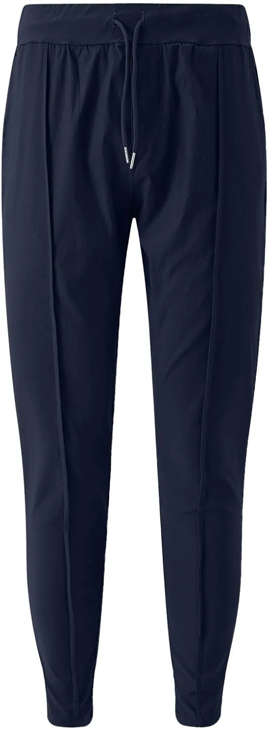 Men's Twill Jogger Pants Elastic Waist Drawstring Chino Pants Slim Fit Casual Dress Trousers with Pockets