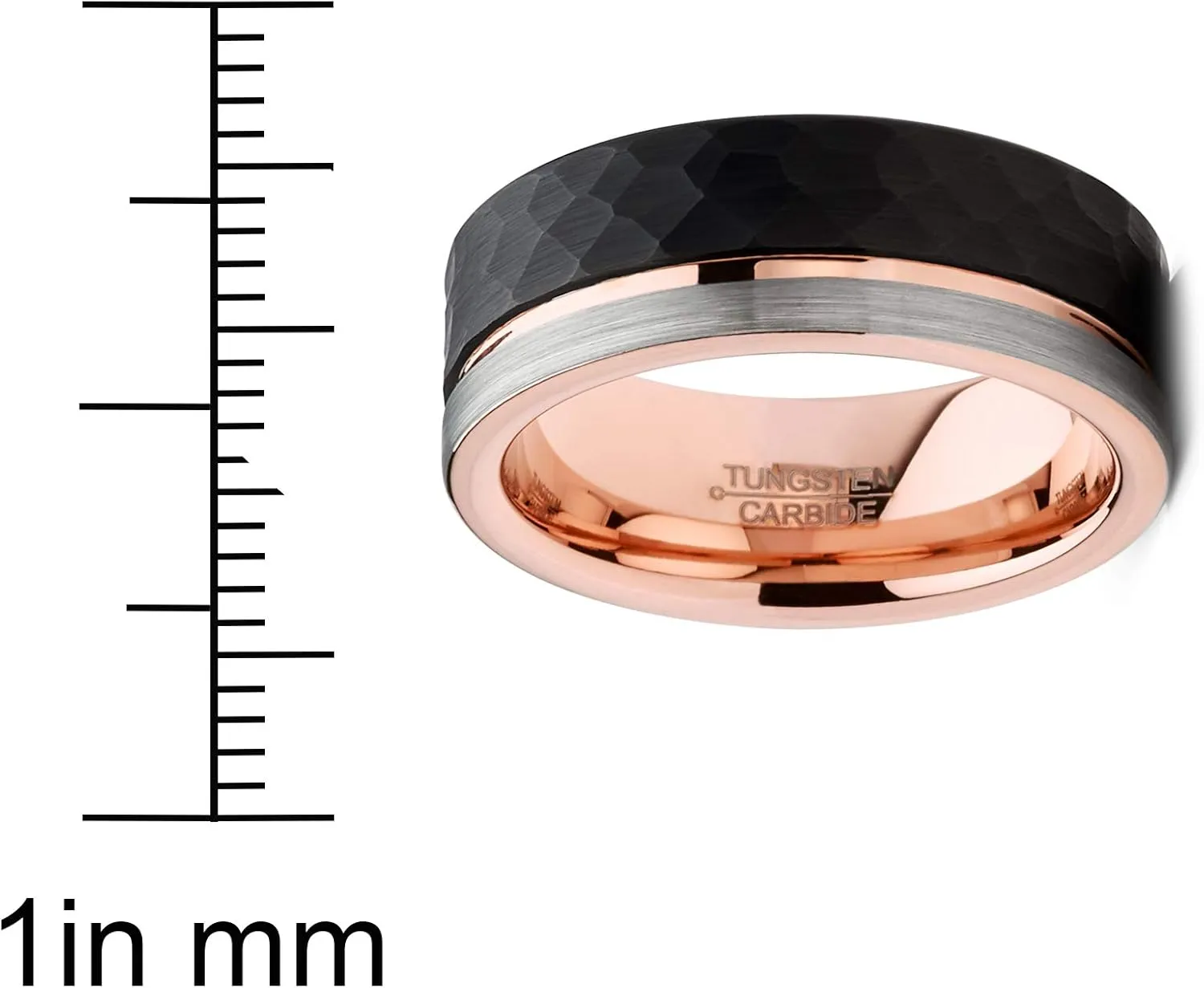 Metal Masters Co. Mens Tungsten Wedding Band Ring Tri-Color Groove Rose Goldtone Comfort-fit 8MM