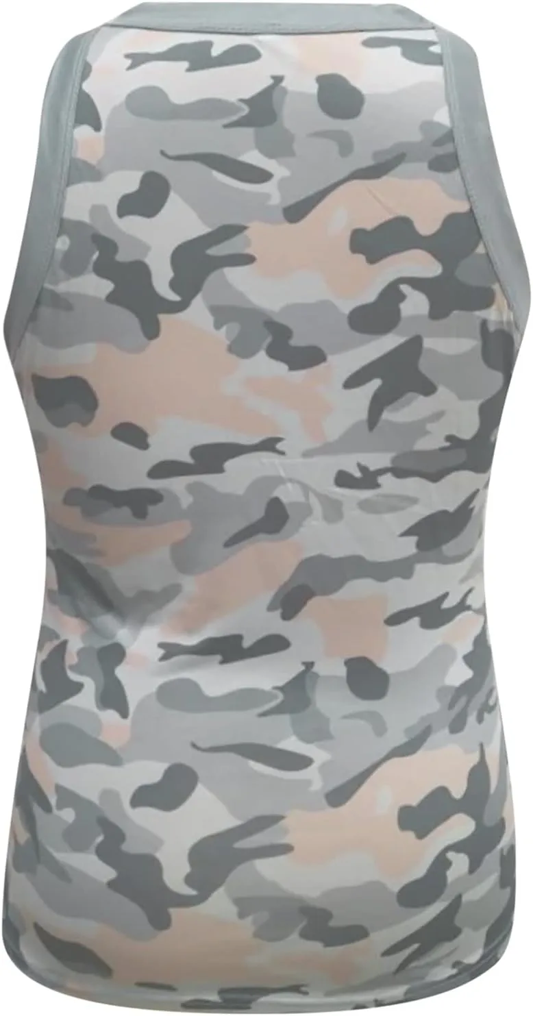 NaRHbrg Women's Sleeveless Camo Print Tank Top Summer Racerback Casual Basic Shirts Slim Fitted Sporty Workout Tees Blouses