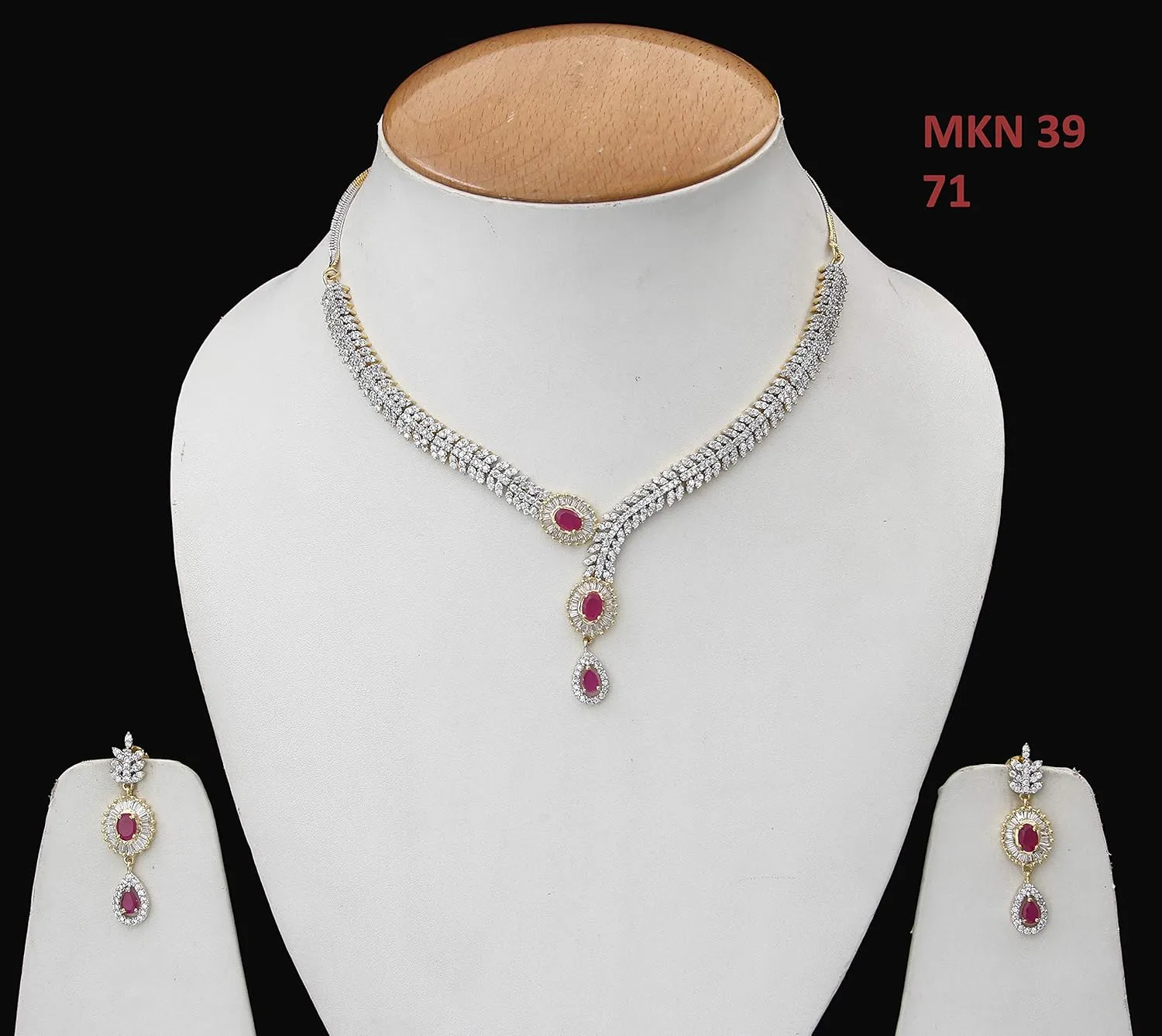 Necklace with Drop Earring for Women Girls Indian Traditional Chokar Jewellery Set Stone Necklaces Gold Plated Silver Plated Chain Haar Haram Multipurpose Jewellery