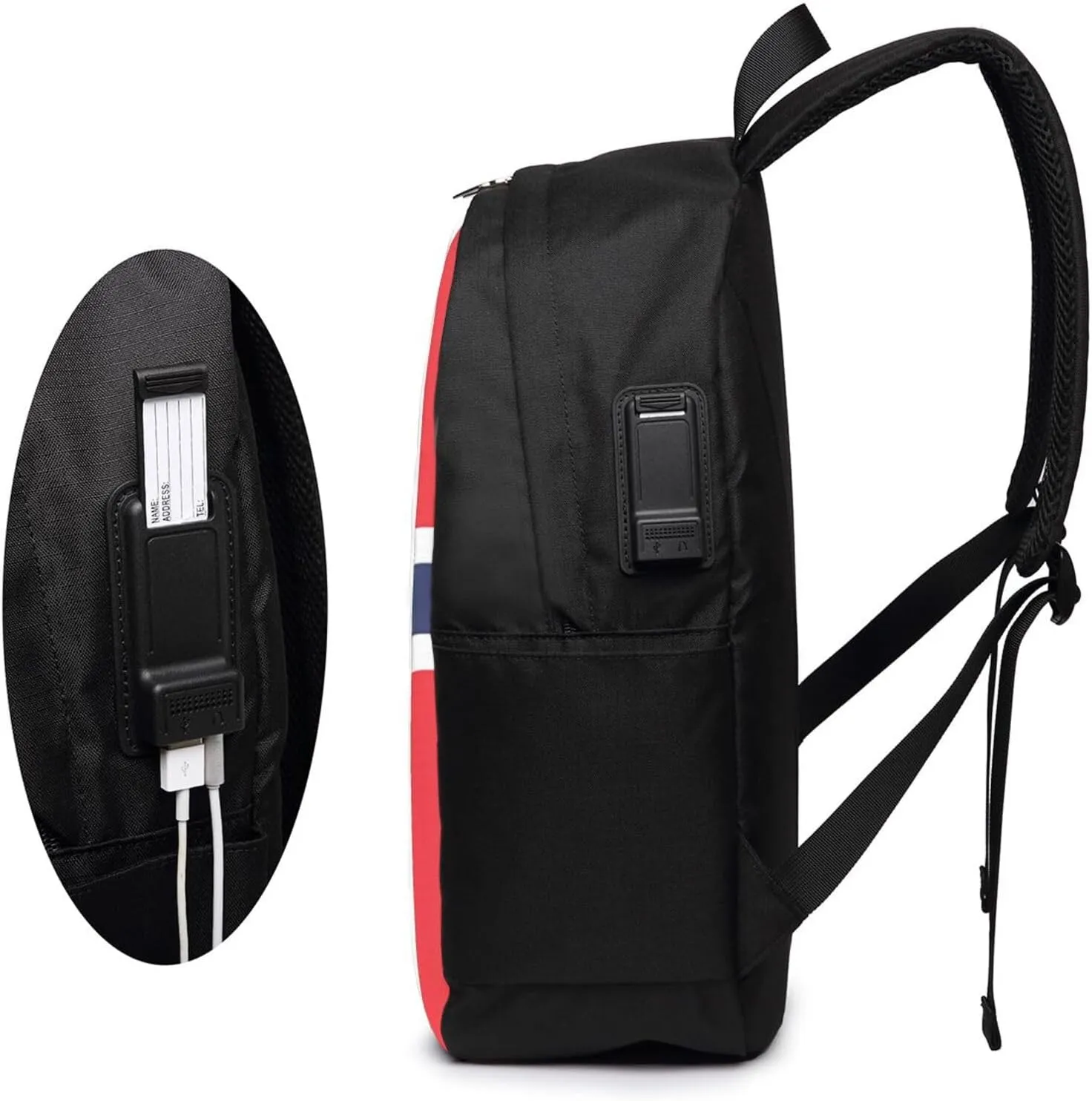 Norway Norwegian Flag Laptop Backpacks Travel Backpack Casual Business Daypack Sport Rucksack Computer Bag Fits up to 17 Inch Notebook with USB Port