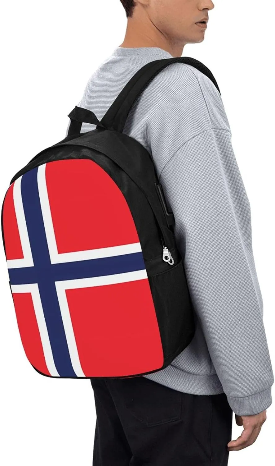 Norway Norwegian Flag Laptop Backpacks Travel Backpack Casual Business Daypack Sport Rucksack Computer Bag Fits up to 17 Inch Notebook with USB Port