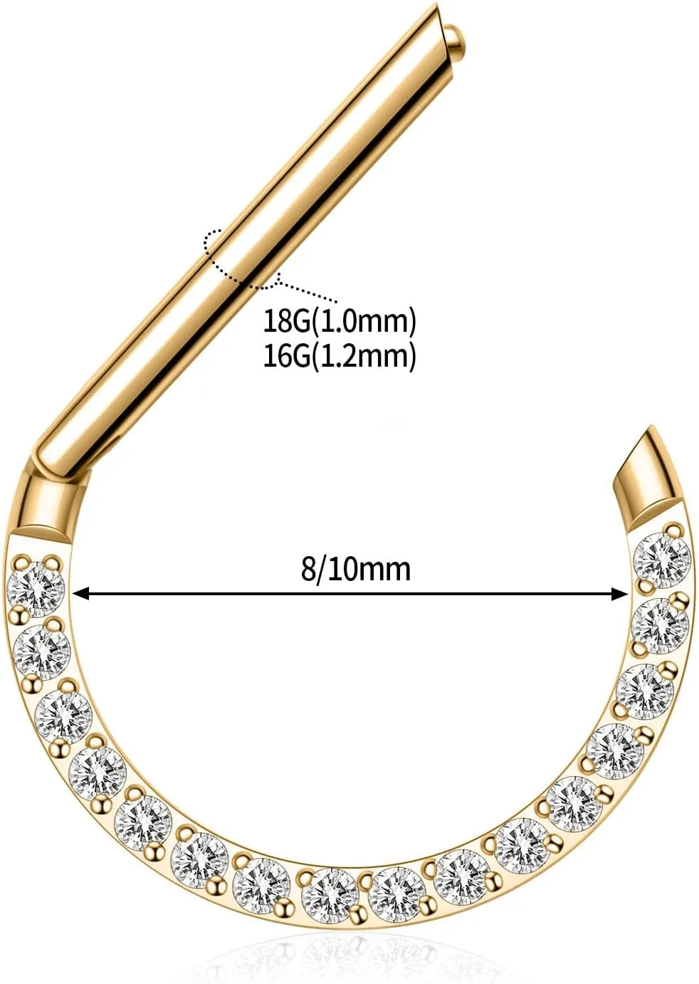 Nose Ring Straight Rod Septum Jewelry 16G & 18G - Daith, Conch, Tragus & Helix Piercing Jewelry - Surgical Steel