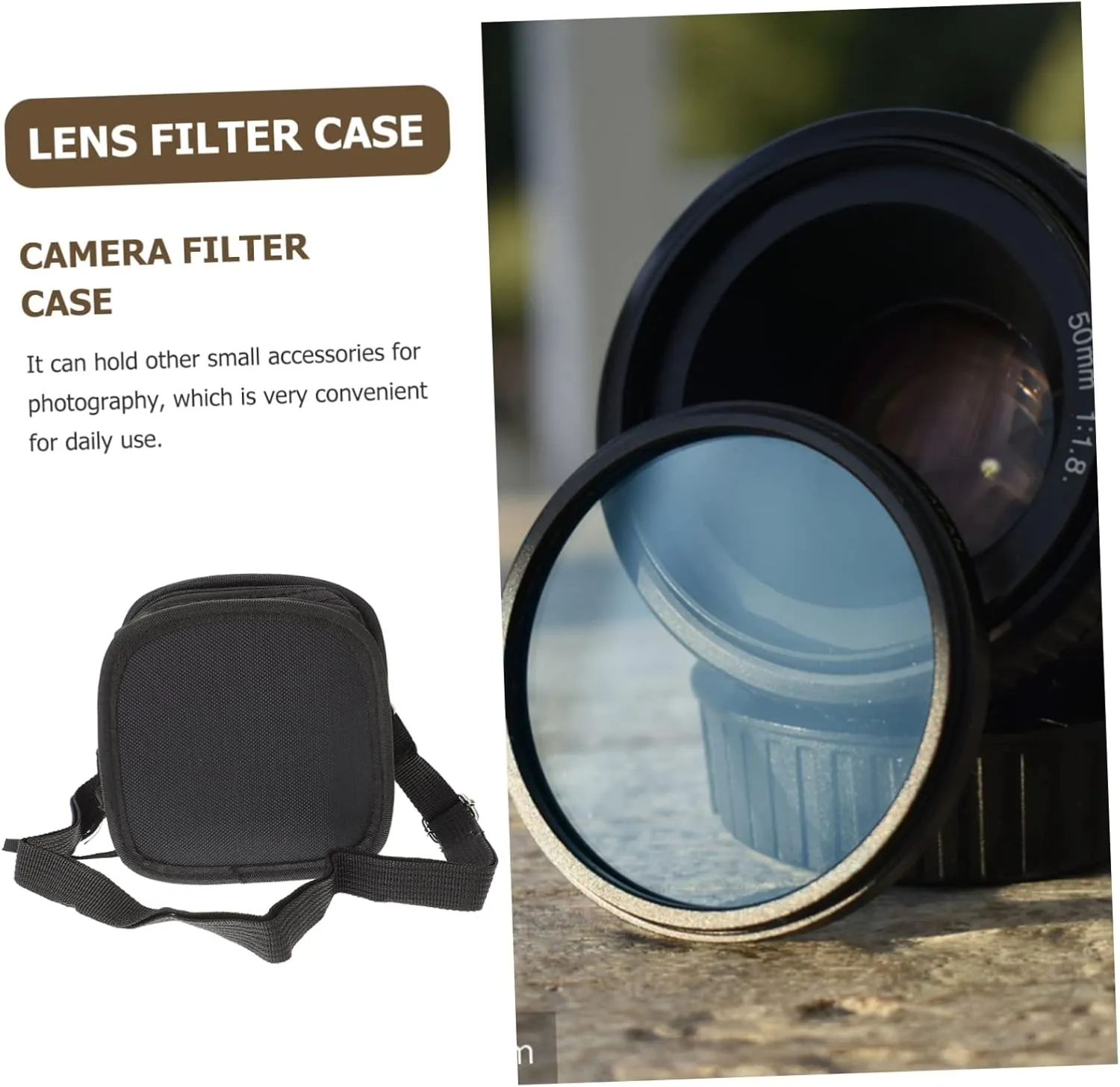 NUOBESTY Camera Filter Bag Multipurpose Photography Filter Pouch with Multiple Pockets Lightweight Design and Removable Inner Bag and Memory Cards