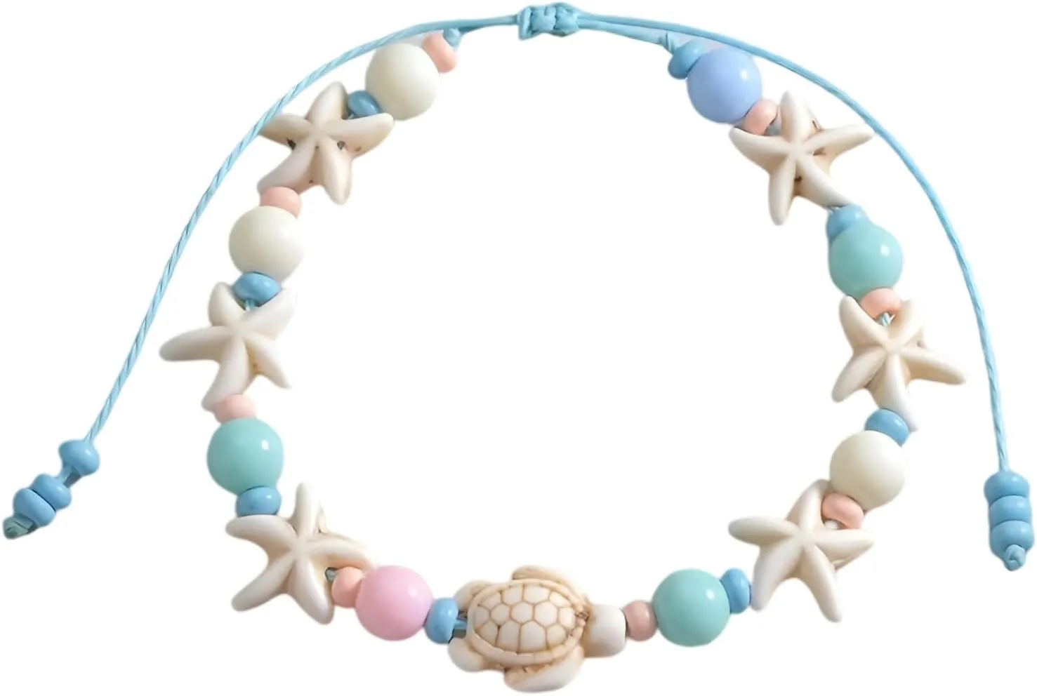 Ocean Themed Jewelry  Beachy Anklets for Women Waterproof with Sea Turtle & Starfish Beads, Adjustable Boho Style Anklet Beach Shell Charm  Summer Jewelry for Women 2025, One Size Fits Most