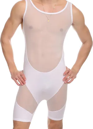 ONEFIT Men's Mesh Bodysuits Jumpsuit Undershirt Jockstrap Wrestling Singlet Bodysuit Underwear